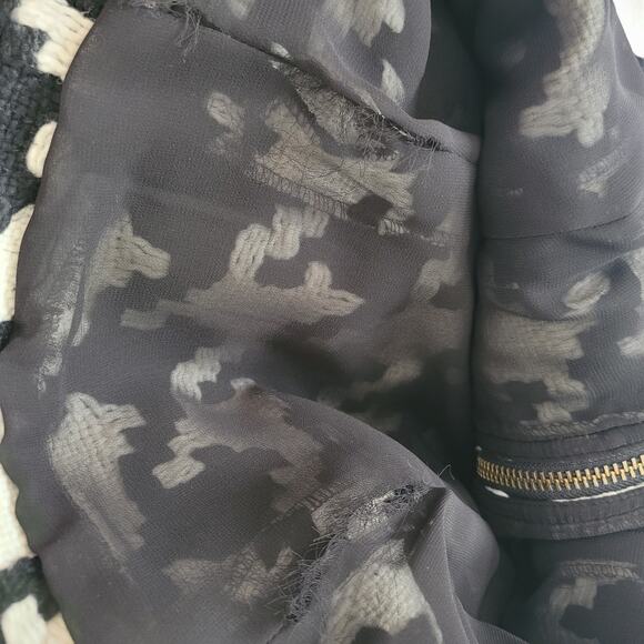 cabi Size S Houndstooth Print Knit Full Zip Fringe Edge Sheath Vest - Picture 9 of 9